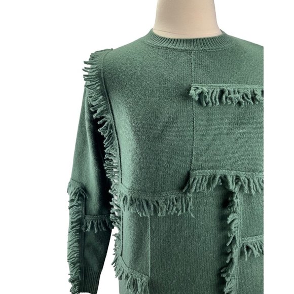 Vintage Forest Green tassel Cashmere Knit Pullover Sweater, Size Women's Large - Picture 5 of 7